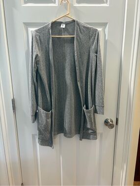 Senita Athletics Light Gray Open-Front Cardigan